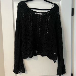 NWOT Zara Black Crochet Top
